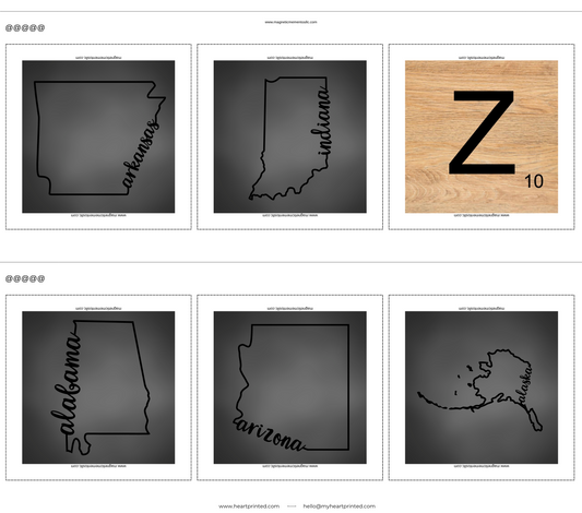 2x2" Custom (State) Design Magnet (Set of 6)