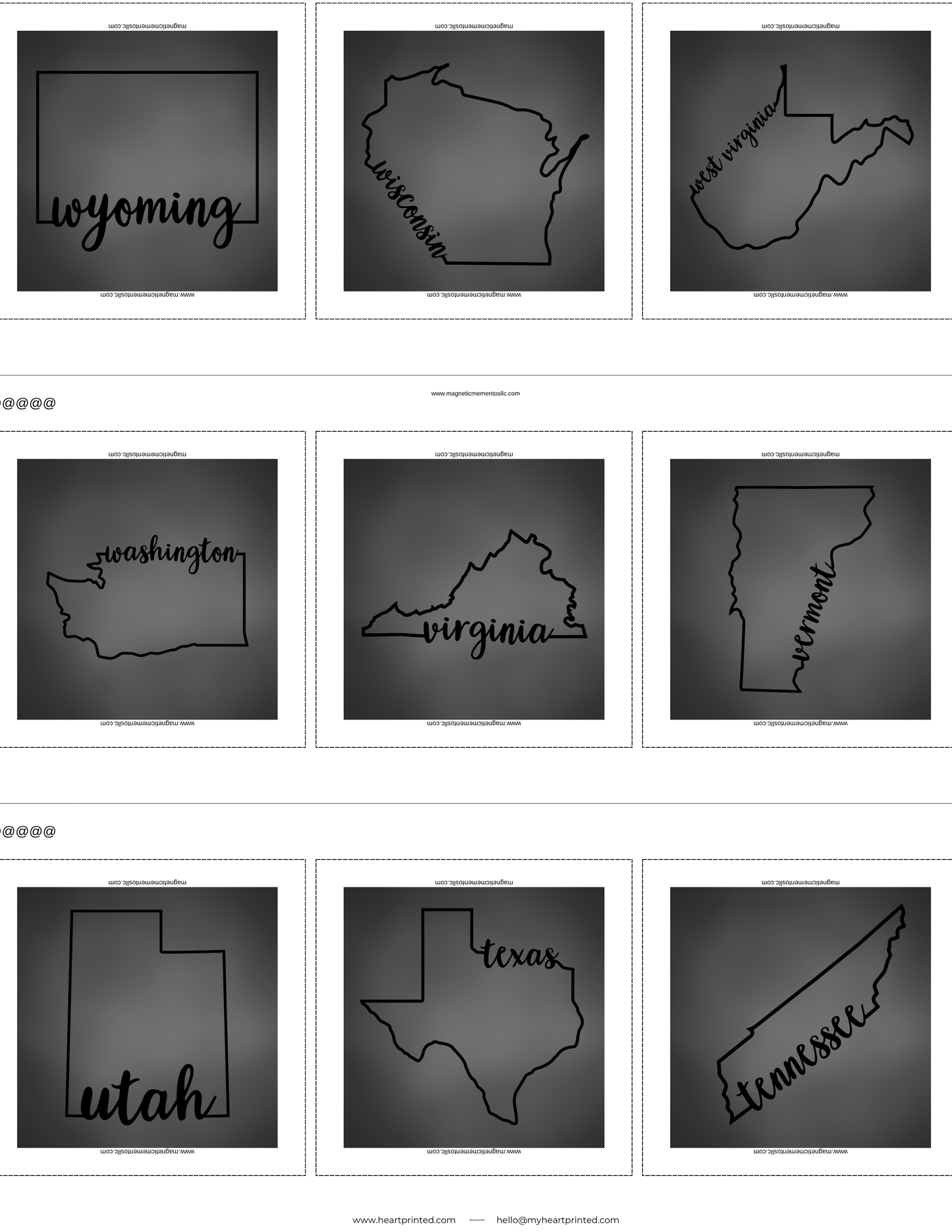 2x2" Custom (State) Design Magnet (Set of 6)