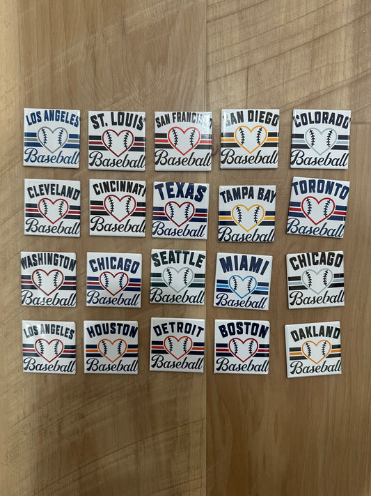 2x2" Square Custom (baseball) Design Magnet (Set of 9)