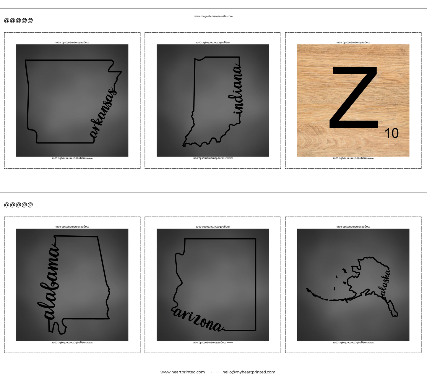 2x2" Custom (State) Design Magnet (Set of 6)