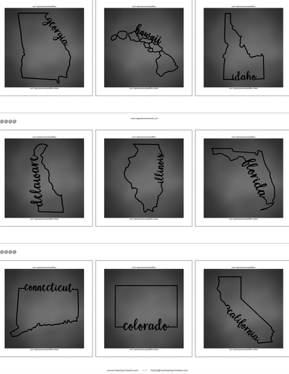 2x2" Custom (State) Design Magnet (Set of 6)