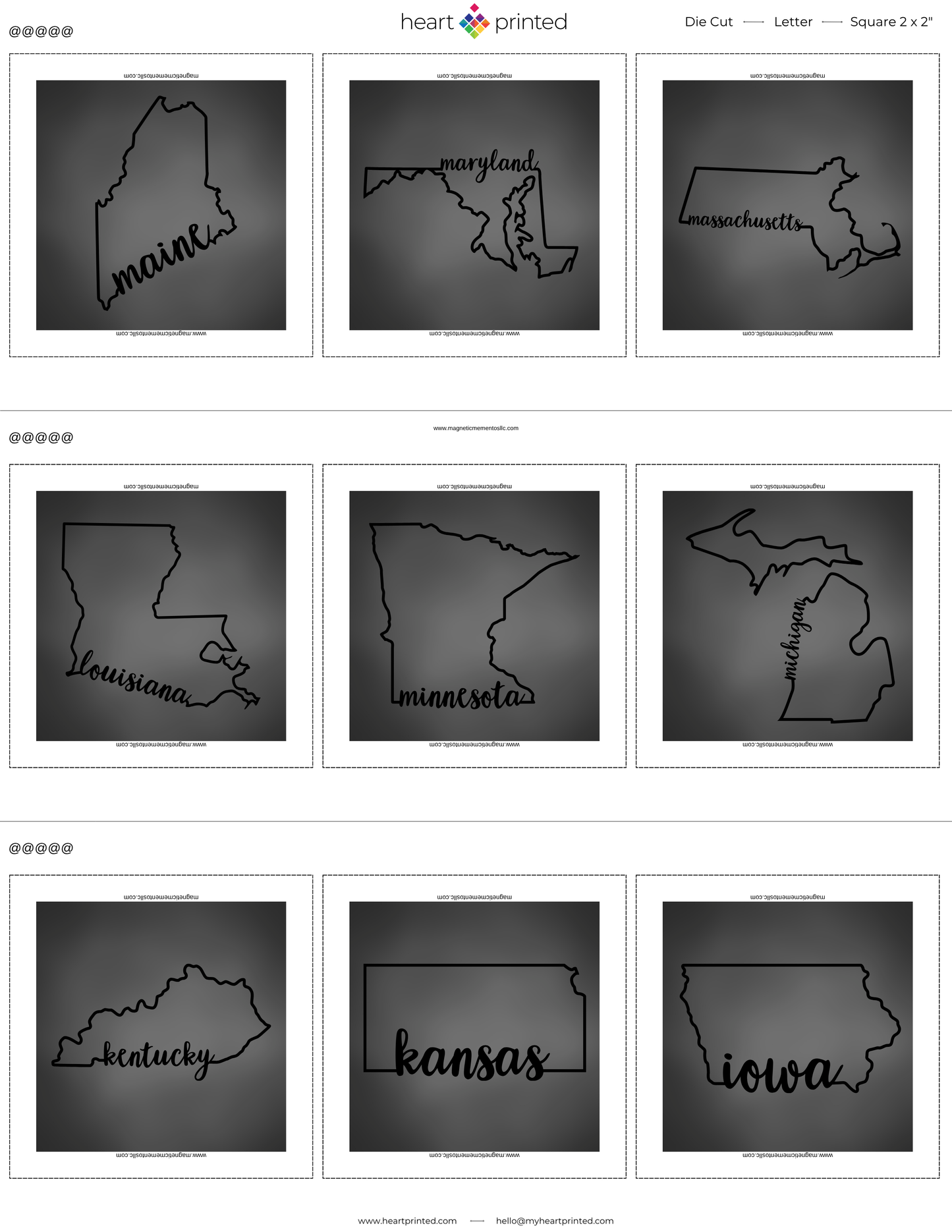 2x2" Custom (State) Design Magnet (Set of 6)