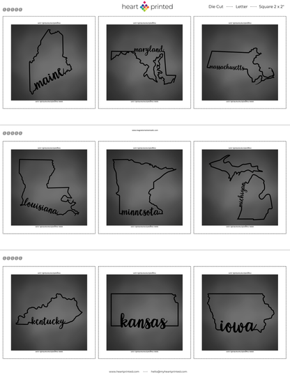 2x2" Custom (State) Design Magnet (Set of 6)
