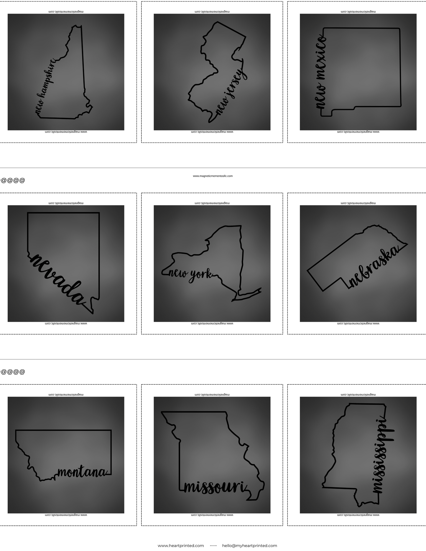 2x2" Custom (State) Design Magnet (Set of 6)