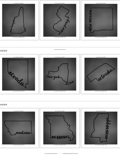 2x2" Custom (State) Design Magnet (Set of 6)