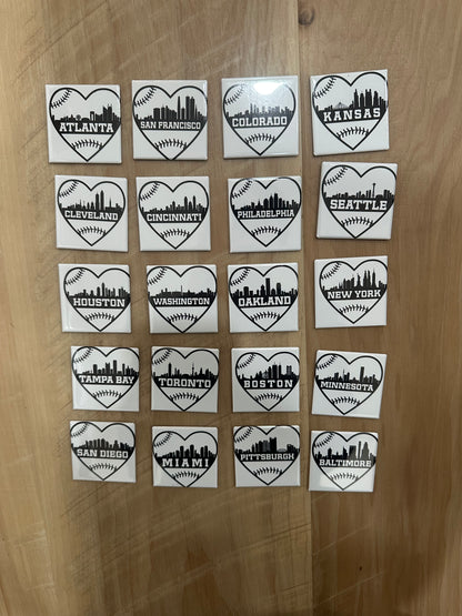 2x2" Square Custom (baseball) Design Magnet (Set of 9)