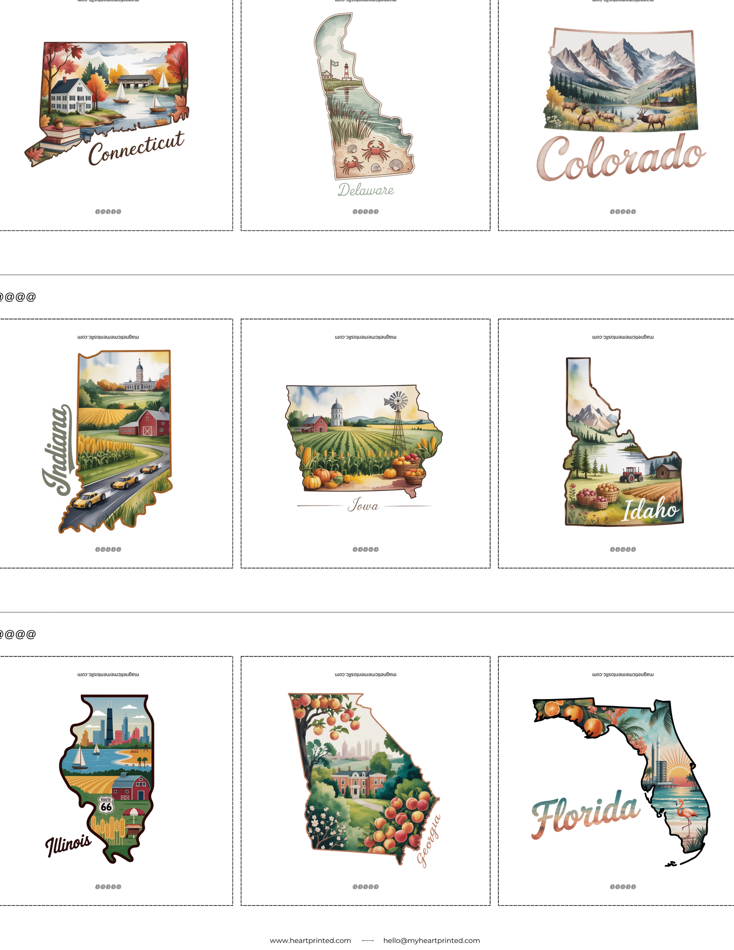 2x2" Custom (State) Design Magnet (Set of 6)