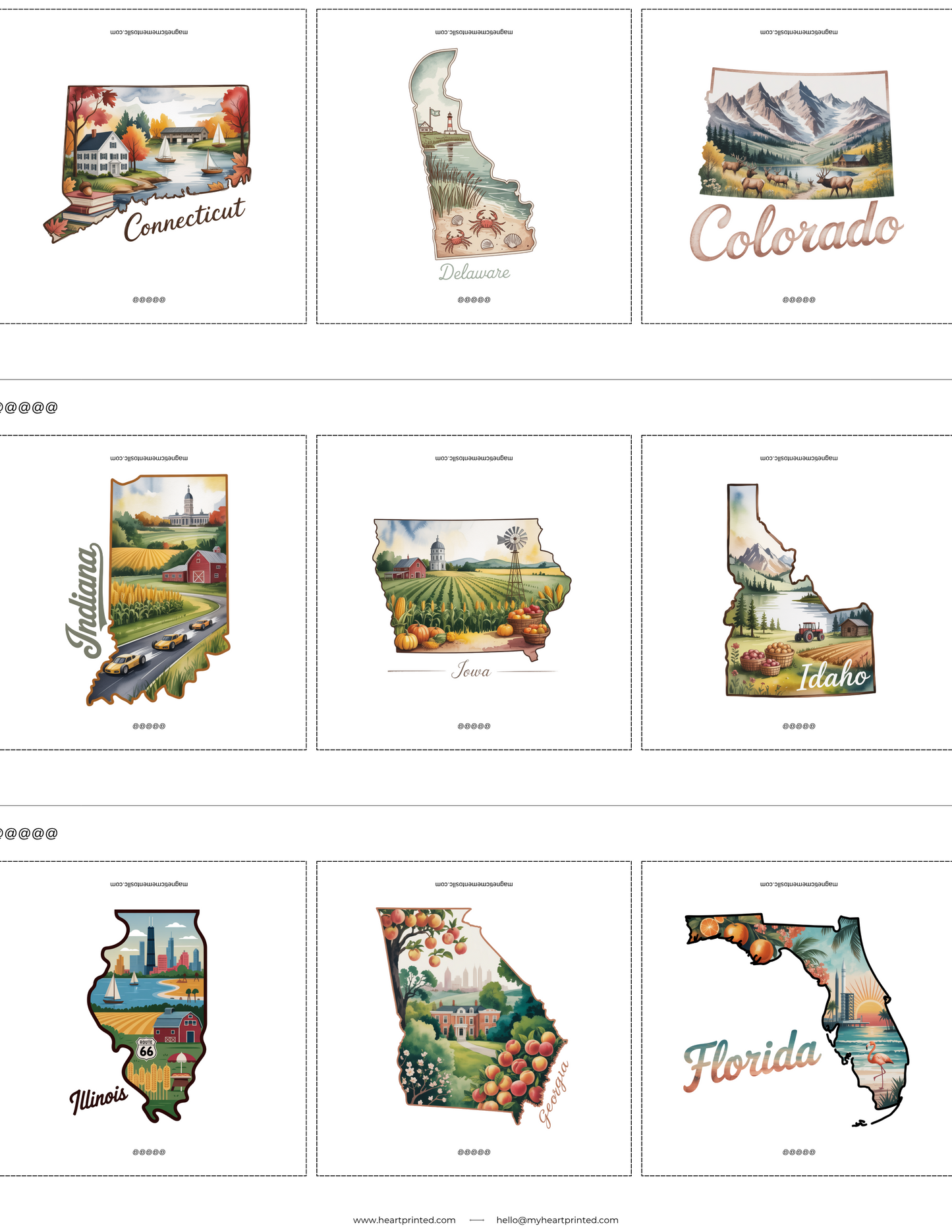 2x2" Custom (State) Design Magnet (Set of 6)