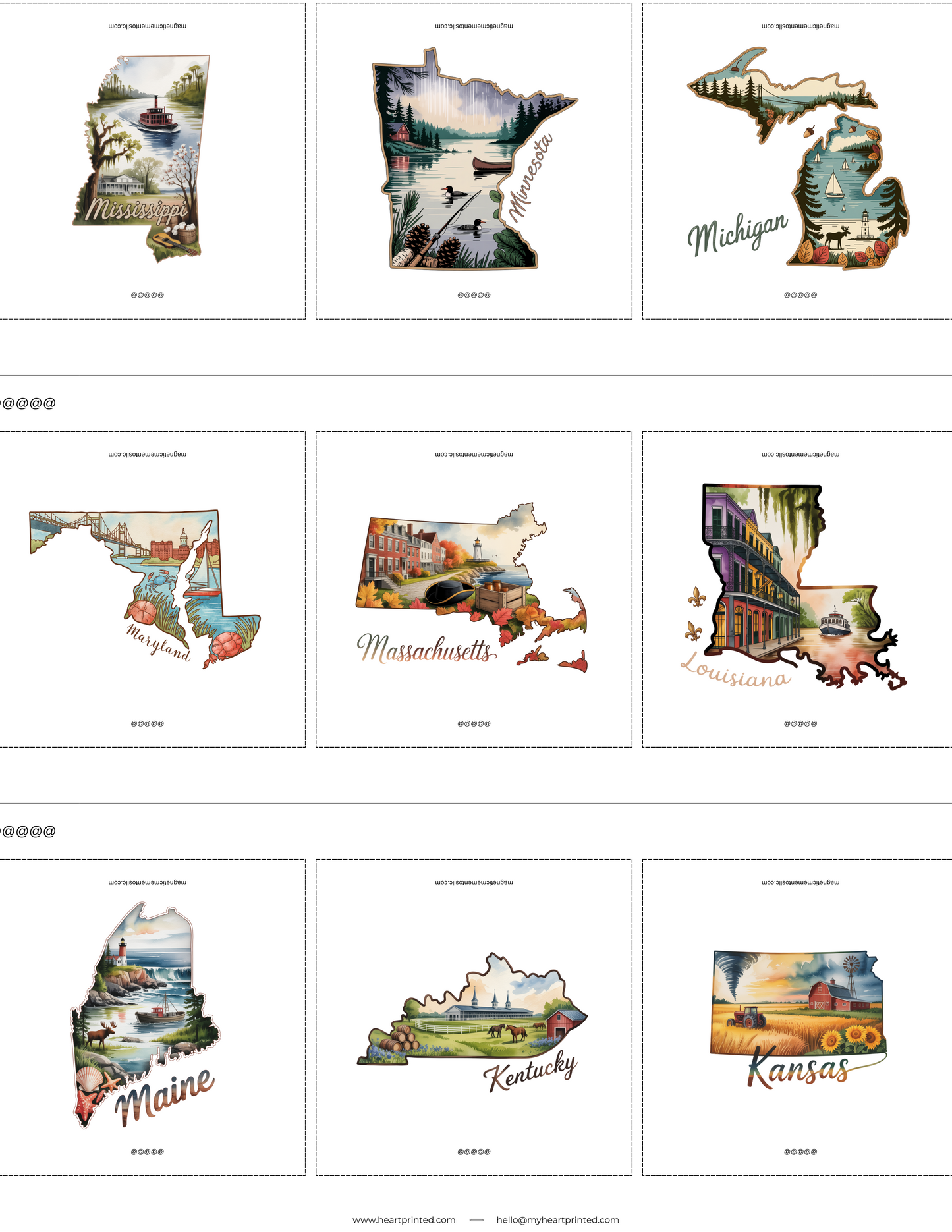 2x2" Custom (State) Design Magnet (Set of 6)