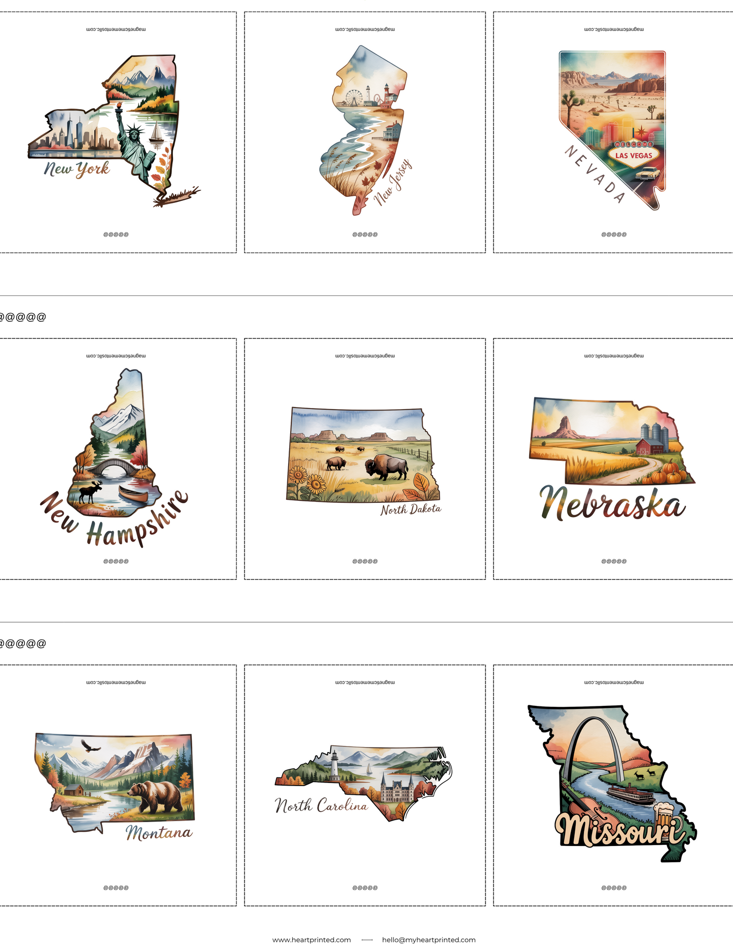 2x2" Custom (State) Design Magnet (Set of 6)